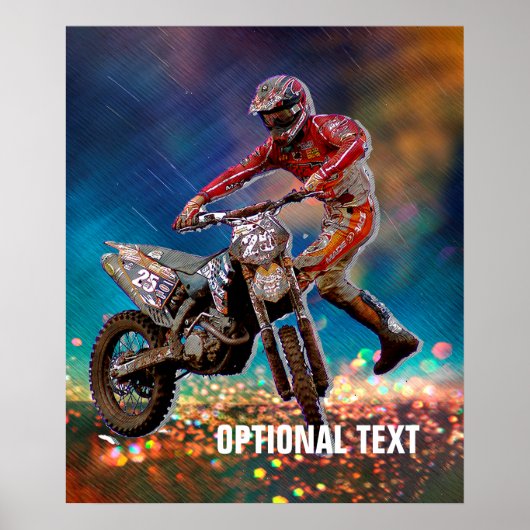 Dirt Bike Rider in Crystal Rain Storm Poster (Voorkant)