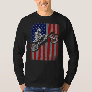 Dirt Bike Rider Motocross Racer Amerikaanse vlag T-shirt