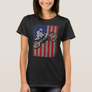 Dirt Bike Rider Motocross Racer Amerikaanse vlag T-shirt
