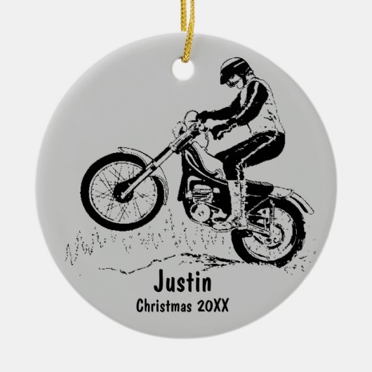 Dirt Bike Rider Ornament (zilvergrijs) (Voorkant)