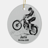 Dirt Bike Rider Ornament (zilvergrijs) (Links)