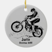 Dirt Bike Rider Ornament (zilvergrijs) (Achterkant)