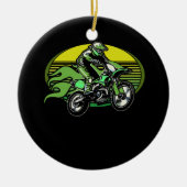 Dirt Bike Rider Tracks Neon Green Youth Keramisch Ornament (Voorkant)