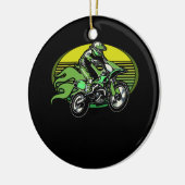 Dirt Bike Rider Tracks Neon Green Youth Keramisch Ornament (Links)
