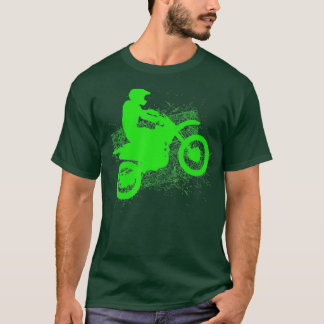 Dirt Bike Rider Tracks Neon Green Youth T-shirt