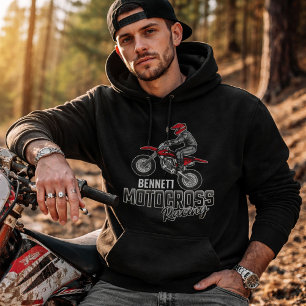 Dirt Bike Rijder Motocross Racen - Aangepaste Naam Hoodie