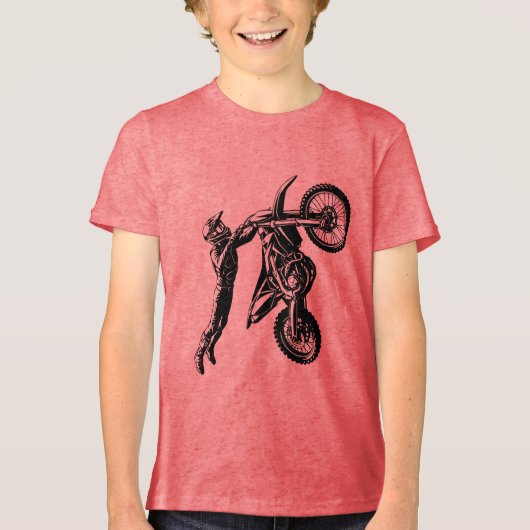 Dirt Bike Rijder Tri-Blend Shirt (Voorkant)