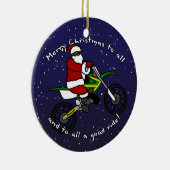 Dirt Bike Santa Kerstversier Keramisch Ornament (Rechts)