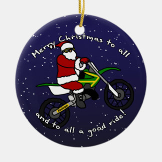 Dirt Bike Santa Kerstversier Keramisch Ornament