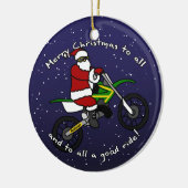 Dirt Bike Santa Kerstversier Keramisch Ornament (Links)