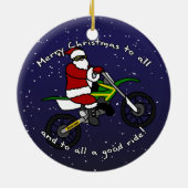 Dirt Bike Santa Kerstversier Keramisch Ornament (Achterkant)