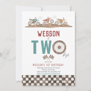 Dirt Bike Second Invitation, Motorcycle Invitation Kaart