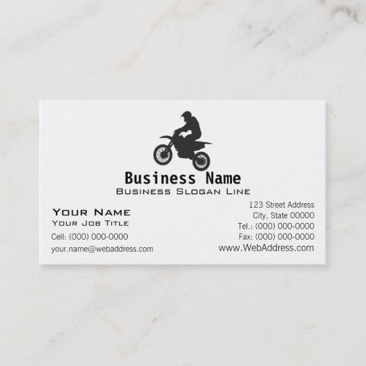 Dirt Bike Silhouette Visitekaartje (Voorkant)