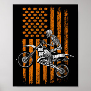 Dirt Bike Skeleton Halloween Mannen Boys Dirt Bike Poster