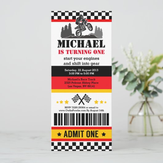Dirt Bike Ticket Pass Birthday Kaart (Staand voorkant)