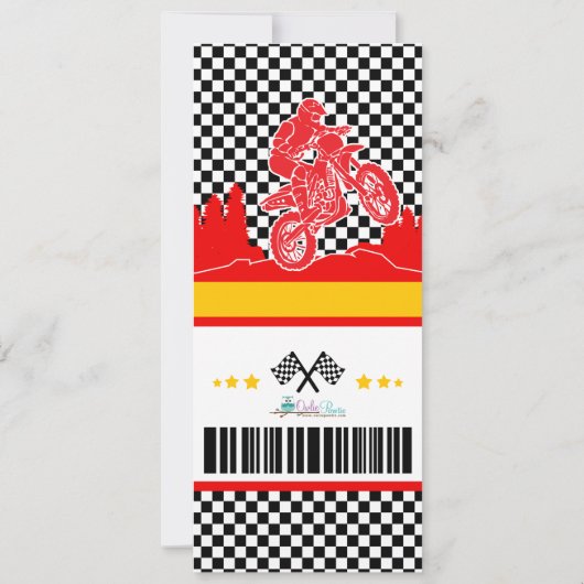 Dirt Bike Ticket Pass Birthday Kaart (Achterkant)