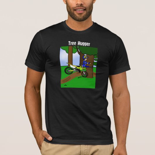 Dirt Bike Tree Hugger Dark Tee Shirt (Voorkant)