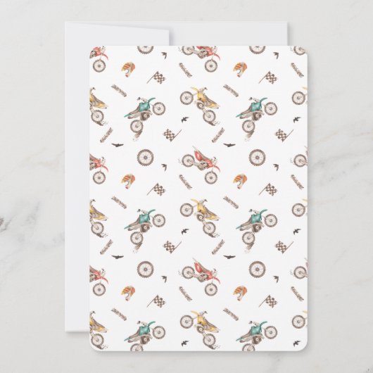 Dirt Bike Tweede Verjaardagsfeestuitnodiging voor  Kaart (Achterkant)