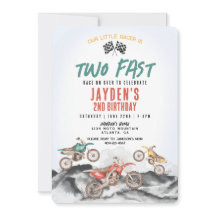 Dirt Bike Tweede Verjaardagsfeestuitnodiging voor 
