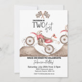 Dirt Bike TWO FAST verjaardagsuitnodiging Kaart (Voorkant)