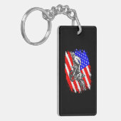Dirt Bike USA Flag Motocross American Flag Sleutelhanger (Voorkant Links)