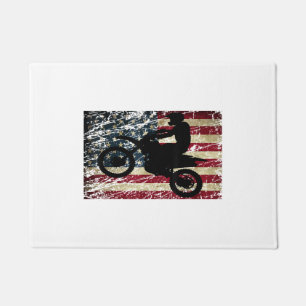 Dirt Bike USA Flag T-Shirt Motocross American Flag Deurmat