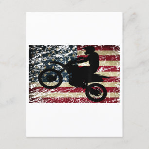 Dirt Bike USA Flag T-Shirt Motocross American Flag Informatiekaartje