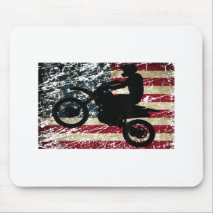 Dirt Bike USA Flag T-Shirt Motocross American Flag Muismat