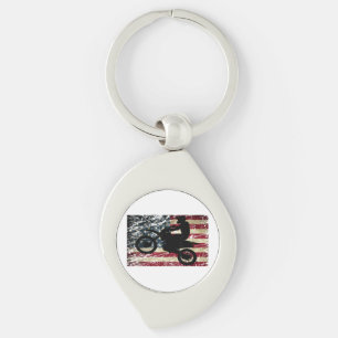Dirt Bike USA Flag T-Shirt Motocross American Flag Sleutelhanger