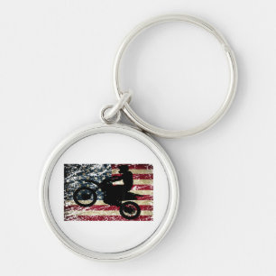 Dirt Bike USA Flag T-Shirt Motocross American Flag Sleutelhanger