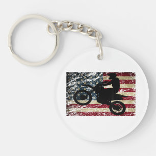 Dirt Bike USA Flag T-Shirt Motocross American Flag Sleutelhanger