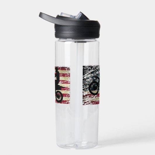 Dirt Bike USA Flag T-Shirt Motocross American Flag Waterfles (Rechts)