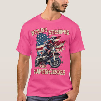 Dirt Bike Verenigde Staten Vlag Sterren Strepen Mo T-shirt