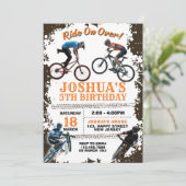 Dirt Bike Verjaardag uitnodiging. Fiets uitnodigen Kaart (Staand voorkant)