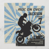 Dirt Bike Verjaardag Uitnodiging / Motorcross / Sp (Voorkant / Achterkant)