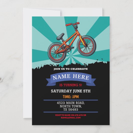 Dirt Bike Verjaardag Uitnodiging Rijden Modder Fun (Voorkant)