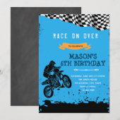 Dirt bike-verjaardagsuitnodiging kaart (Voorkant / Achterkant)