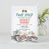 Dirt Bike Vierde Verjaardagsfeestuitnodiging voor  Kaart (Staand voorkant)