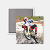 Dirt Bike Wheeling in de Modder in Kleur Magneet (Voorkant / Achterkant)