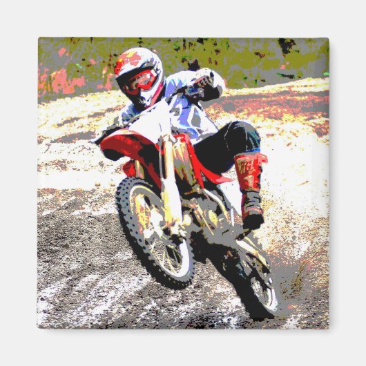 Dirt Bike Wheeling in de Modder in Kleur Magneet (Voorkant)
