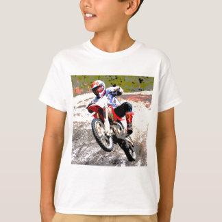 Dirt Bike Wheeling in Mud in Color T-shirt