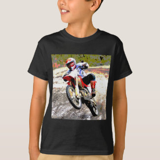 Dirt Bike Wheeling in Mud in Color T-shirt