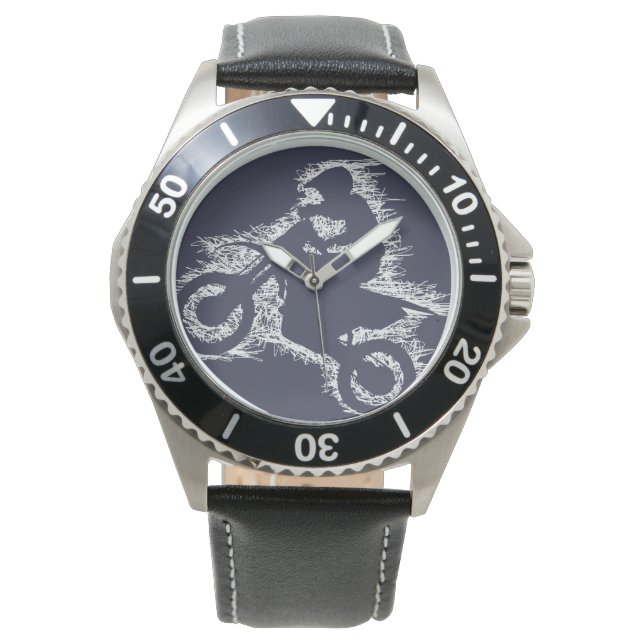 DIRT BIKE ( witte krabbel ) Horloge (Voorkant)