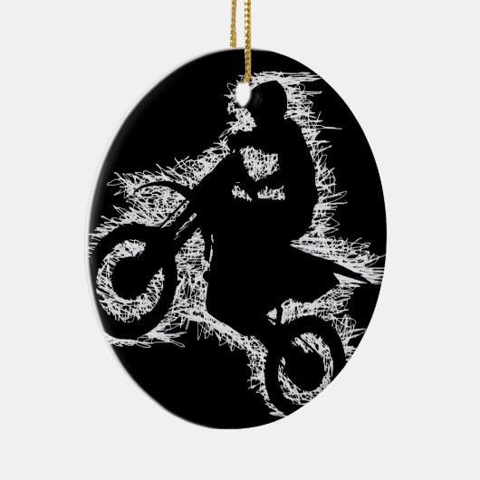 DIRT BIKE ( witte krabbel ) Keramisch Ornament (Rechts)