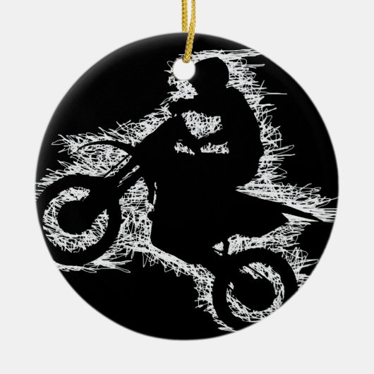 DIRT BIKE ( witte krabbel ) Keramisch Ornament (Voorkant)