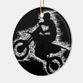 DIRT BIKE ( witte krabbel ) Keramisch Ornament (Links)