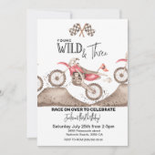 Dirt Bike Young Wild en drie verjaardagsuitnodigin Kaart (Voorkant)