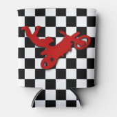 Dirt Biker op schaakbordpatroon Blikjeskoeler (Voorkant)