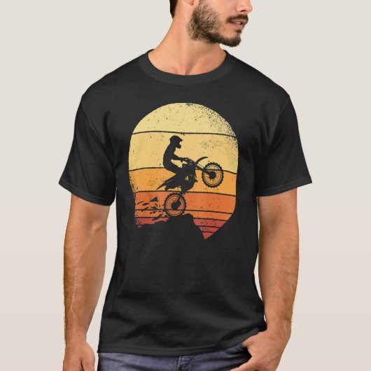 Dirt Biker Retro Sunset Motocross Biking T-shirt (Voorkant)