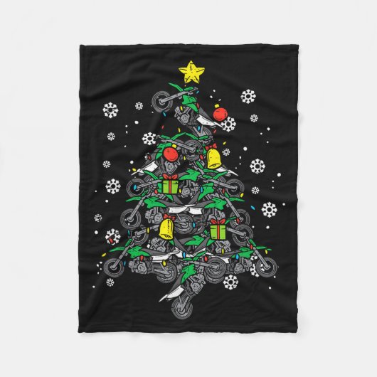 Dirt Bikes Christmas Tree Xmas Motocross Men Boy  Fleece Deken (Voorkant)